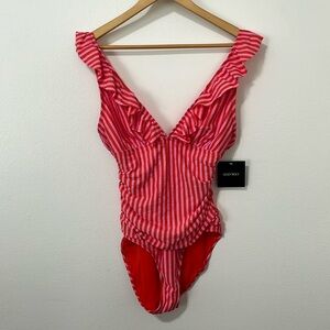 NWT Ellen Tracy one piece red and pink with ruffles